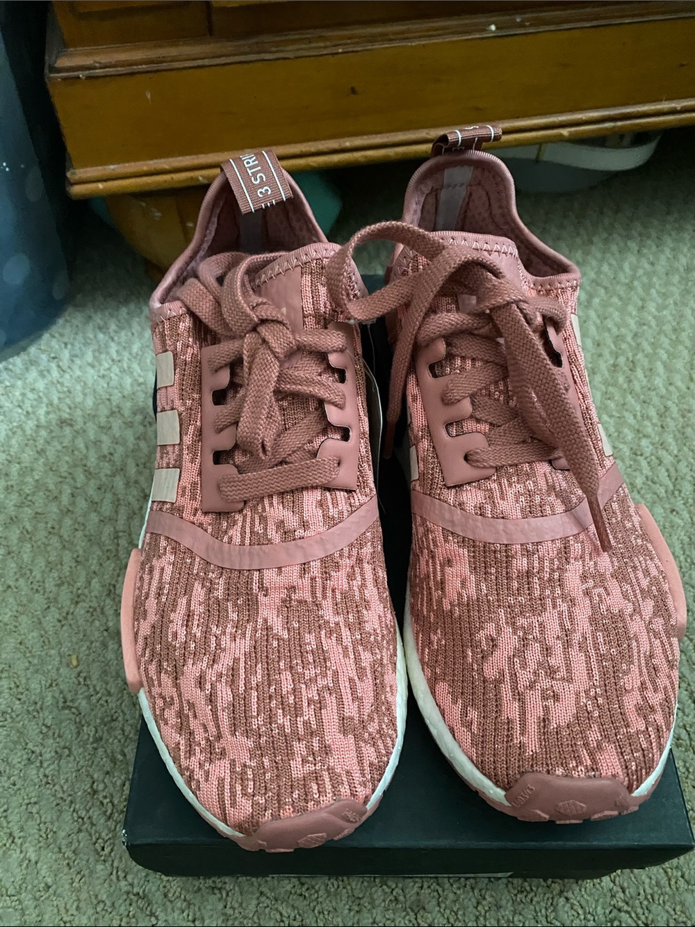 adidas Women's Pink Knit Lace-Up Sneakers